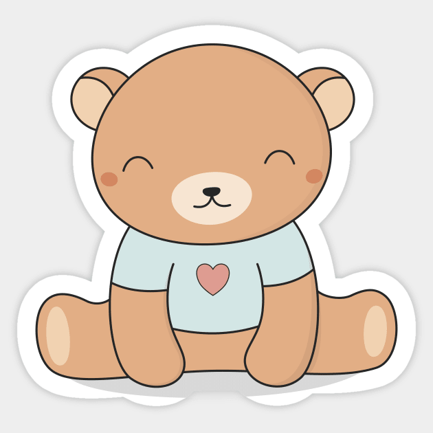 Kawaii Cute Brown Teddy Bear Sticker by wordsberry